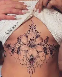 underboob tattoo flower
