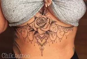 underboob tattoo rose