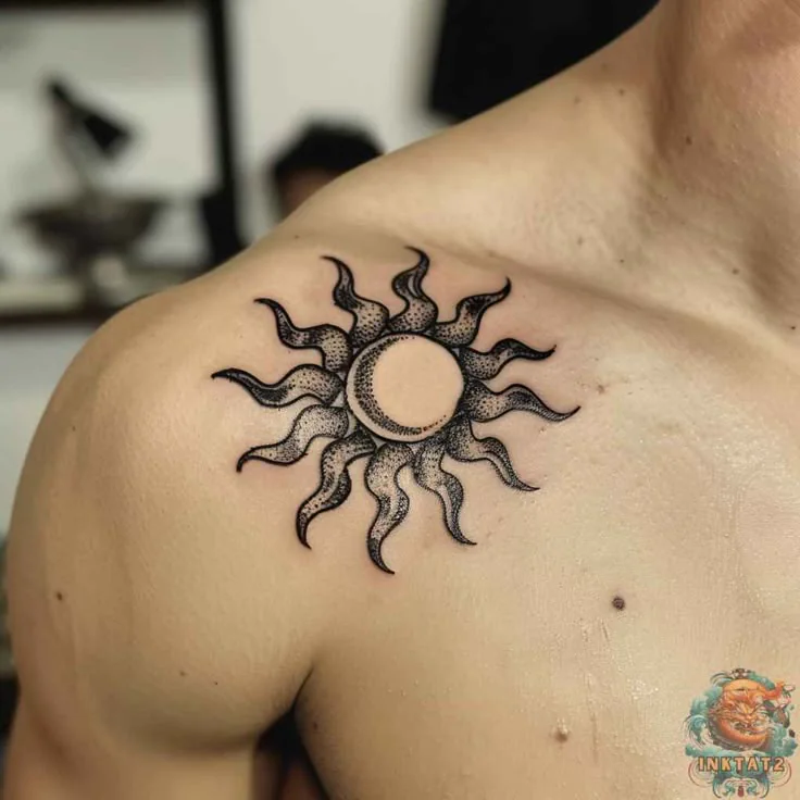 Tatouage soleil noir : explorez ses variations de style